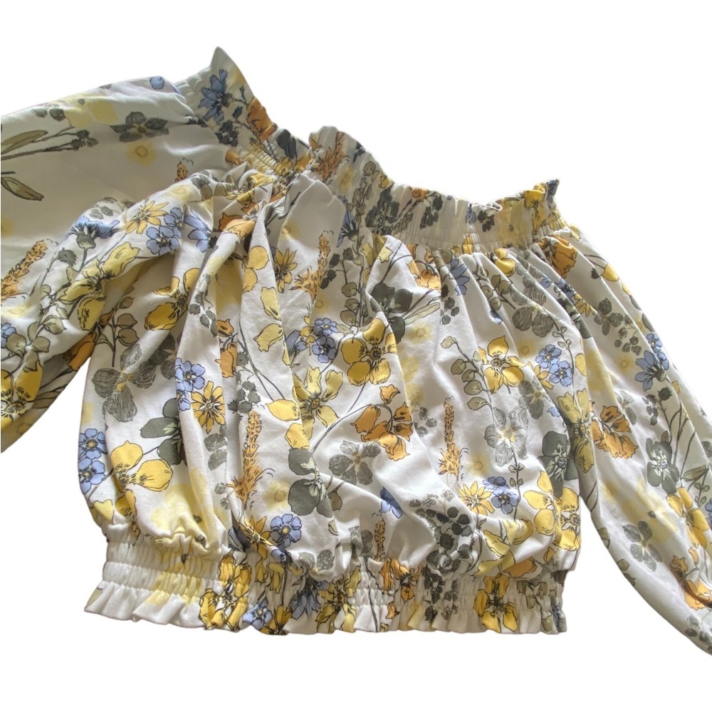 {forever 21} off shoulder floral 3/4 sleeve blouse